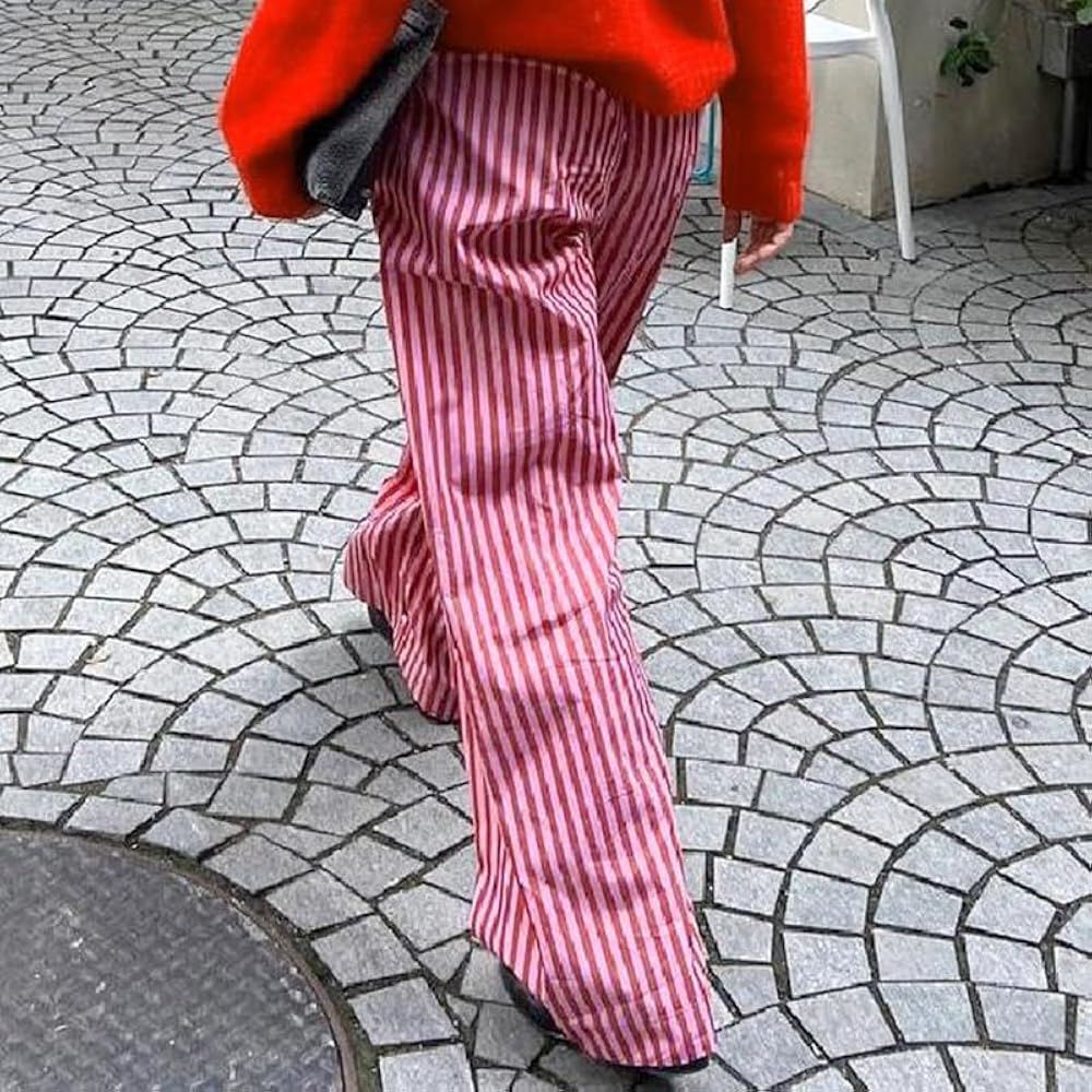 Seyurigaoka Y2K Striped Pajamas Pants for Women Cute Wide